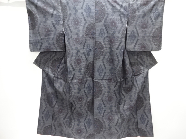 JAPANESE KIMONO / DORO OSHIMA TSUMUGI / WOVEN FLOWER CREST 